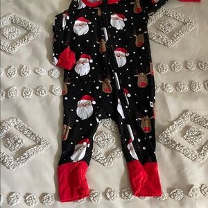 Santa and Reindeer Kids Footie Pajamas bamboo